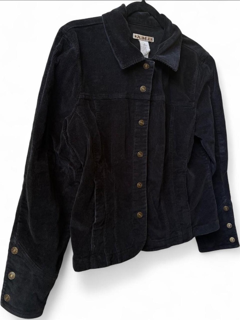 Vintage AMI Black Corduroy Button-Up Jacket coastal cowgirl western academia M